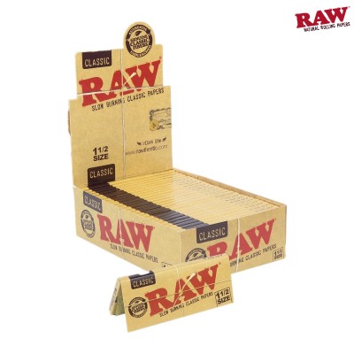 RAW CLASSIC 1 1/2 CIGARETTE ROLLING PAPERS 25CT/PACK
